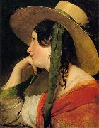 Friedrich von Amerling Girl in Yellow Hat oil painting on canvas